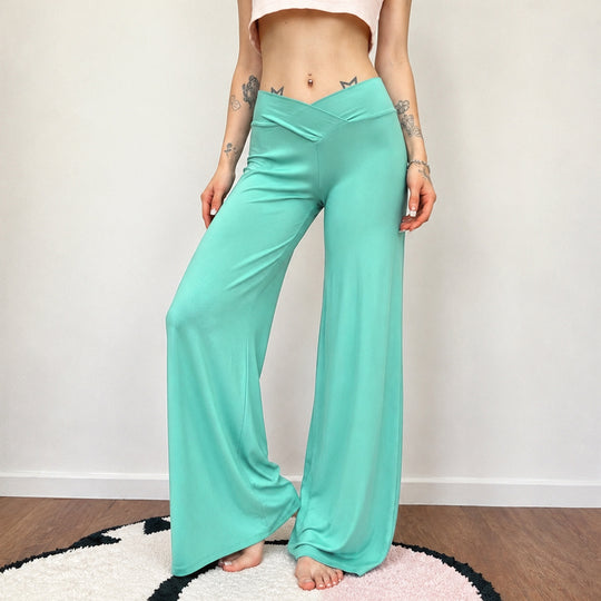 Damen nan weite Palazzo-Hose mit V-förmiger Bundnaht und elastischem Stretch-Jersey Shop Nory