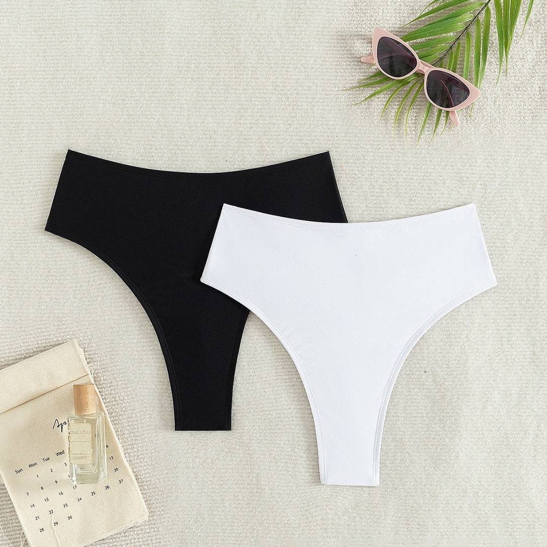 Damen Hochtaillierte Bikini-Hose mit elegantem Rüschendesign