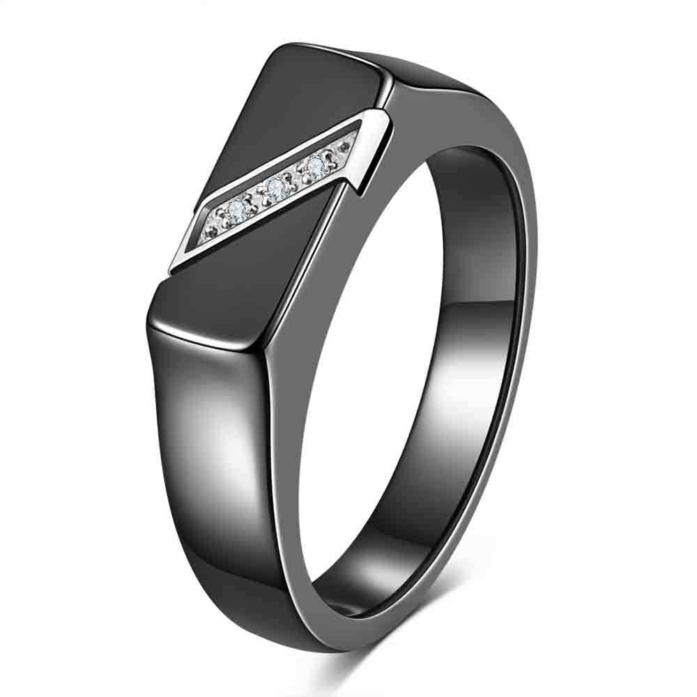 Herren Ring mit modernem, geometrischem Design und funkelnden Kristallakzenten Shop Nory