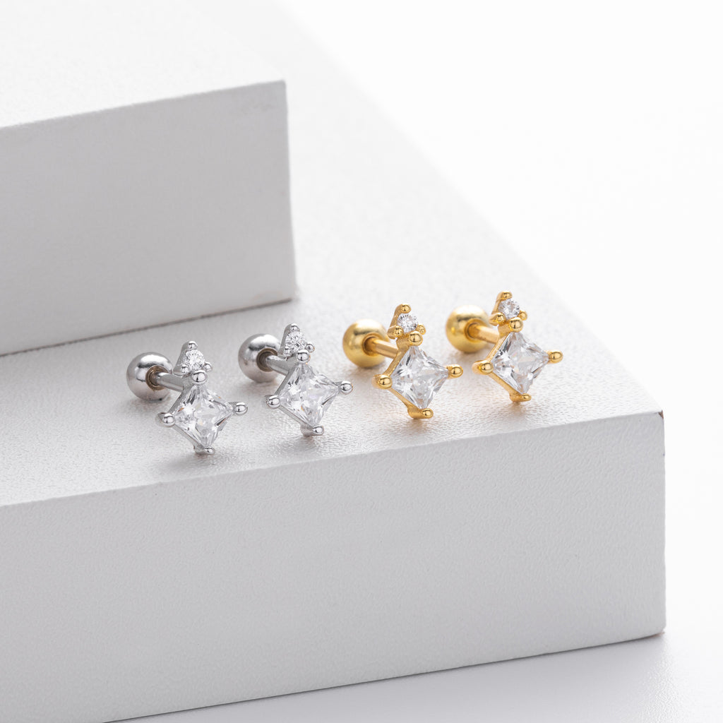 Damen Ohrstecker mit funkelndem Zirkon und eleganter Goldfassung Shop Nory