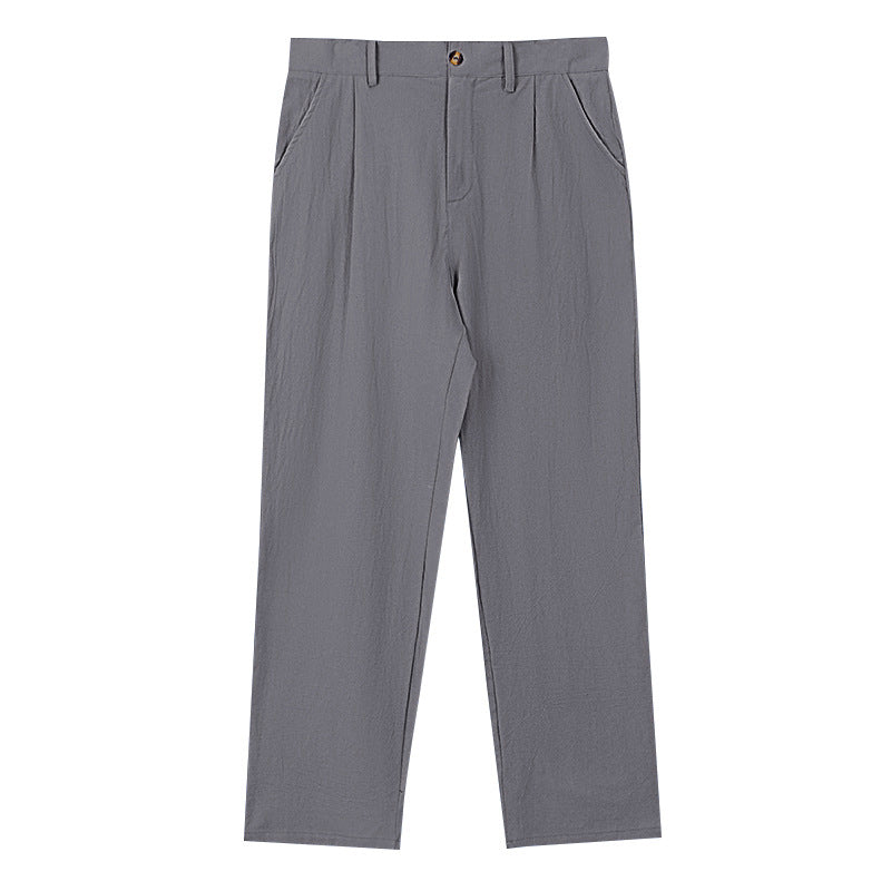 Herren nan elegante Bundfaltenhose aus leichtem Baumwollmix mit geradem Schnitt und Gürtelschlaufen