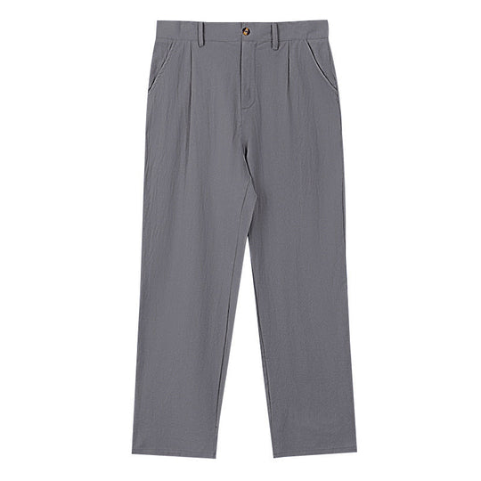 Herren nan elegante Bundfaltenhose aus leichtem Baumwollmix mit geradem Schnitt und Gürtelschlaufen