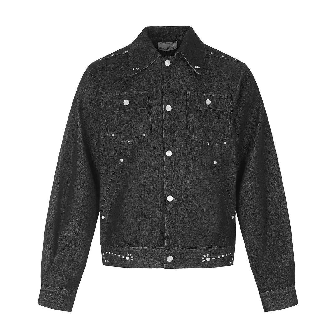 Damen Kurz geschnittene Western-inspirierte Blousonjacke mit Nietenapplikation Shop Nory