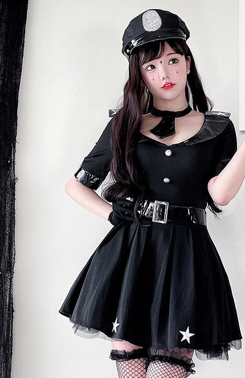 Damen Polizei Kostümkleid mit schicker Kappe und Gefängnisgürtel Shop Nory