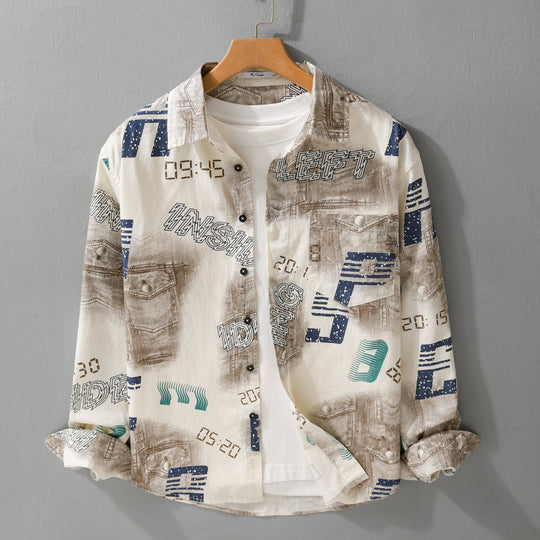 Herren Grafik-Print Overshirt im Relaxed-Fit mit Brusttaschen Shop Nory