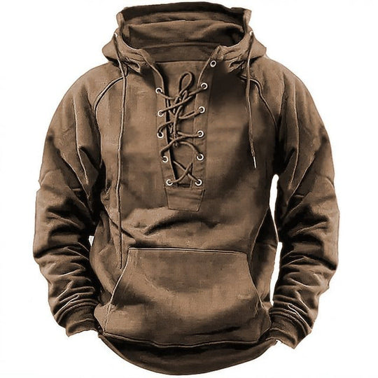Herren Kapuzenpullover mit modernem Schnürdesign und weichem Innenfutter