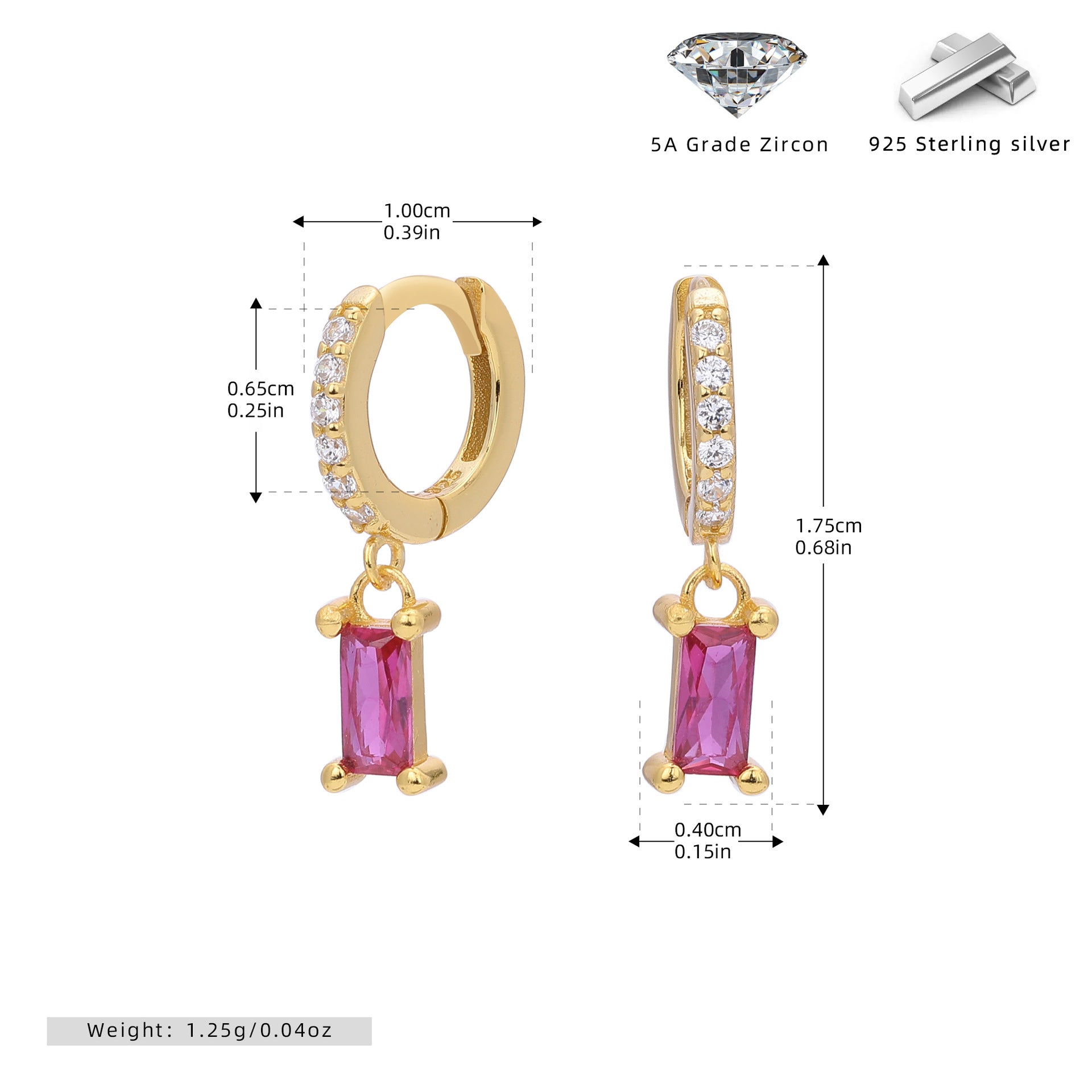 Damen Ohrstecker mit funkelnden Zirkon-Anhängern und hochwertigem 925 Sterling Silber Shop Nory