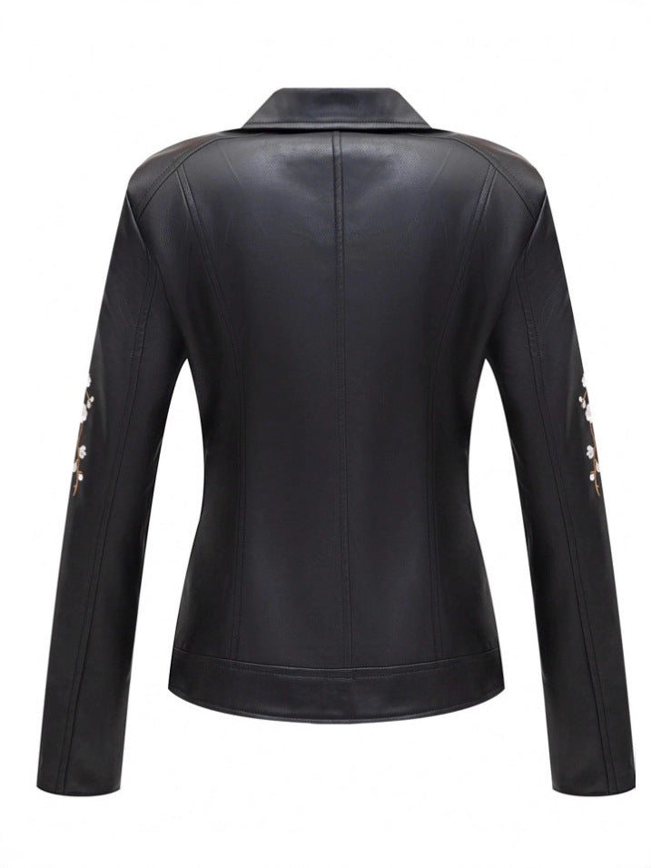 Vegan-Lederjacke - Nieten Design - Reißverschlussdetails - Klassischer Biker Stil