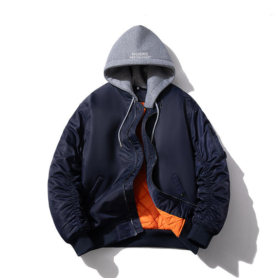 Herren Wattierte Bomberjacke mit Stehkragen, Kammerschnitt und Ärmeltasche Shop Nory