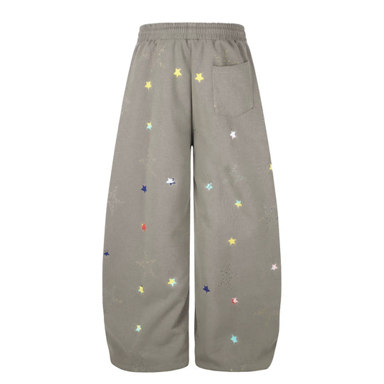 Damen Extraweite Palazzo-Capri-Sweathose mit Sternen-Print, Komfortbund und verstellbarem Saum Shop Nory
