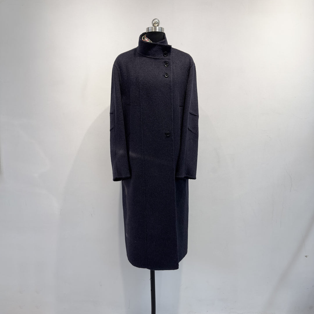 Damen maßgeschneiderter Longline-Wollmischmantel Shop Nory