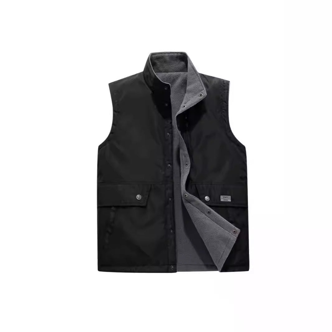 Herren Gefütterte Utility-Weste mit Fleece-Innenlage, Druckknopf‑ und Reißverschluss Shop Nory