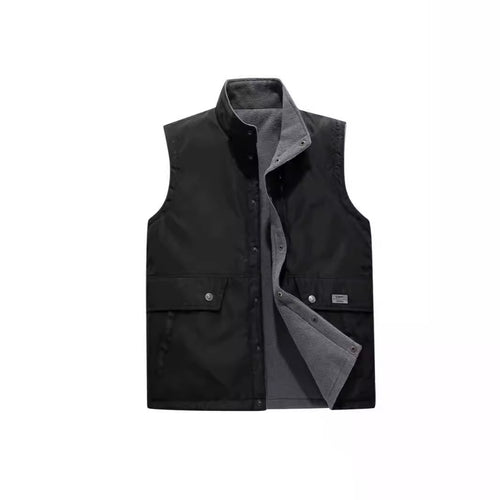 Herren Gefütterte Utility-Weste mit Fleece-Innenlage, Druckknopf‑ und Reißverschluss Shop Nory