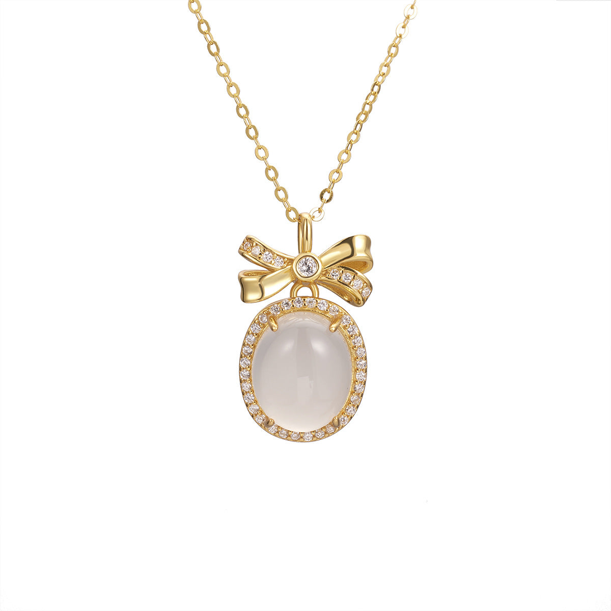 Damen Halskette mit einem filigranen Anhänger in Form einer Schleife und luxuriösen Zirkonia-Verzierungen Shop Nory