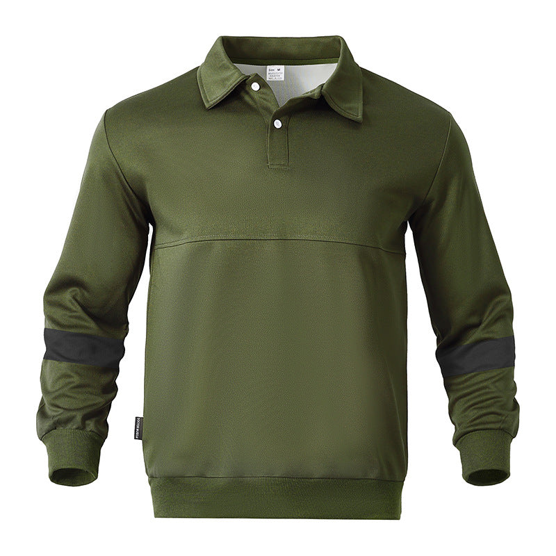 Herren Relaxed Polo-Sweatshirt mit Druckknopf-Blende und Kontrastarmdetails Shop Nory