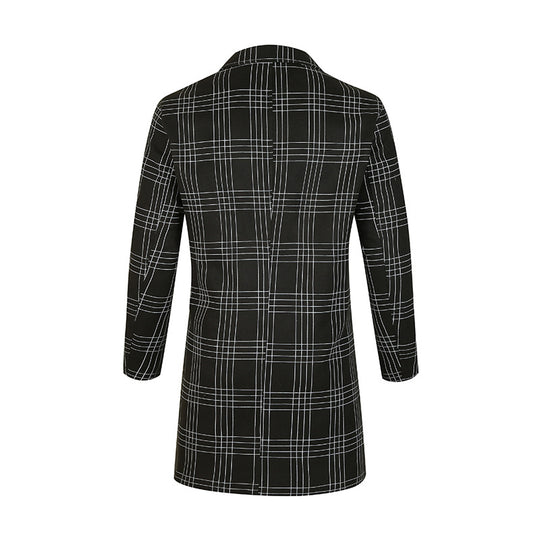 Herren Doppelreihiger Trenchcoat mit Hahnentritt‑Muster, tailliertem Schnitt und Bindegürtel Shop Nory