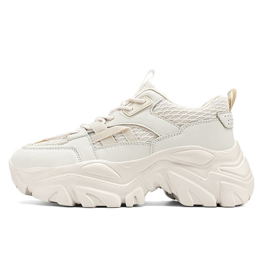 Damen Modische Plateau-Chunky-Sneaker mit strukturiertem Mesh-Overlayer und robuster Profilsohle Shopy Nory