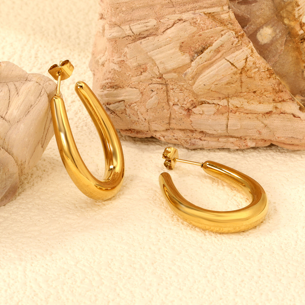 Damen elegante goldplattierte Creolen Shop Nory