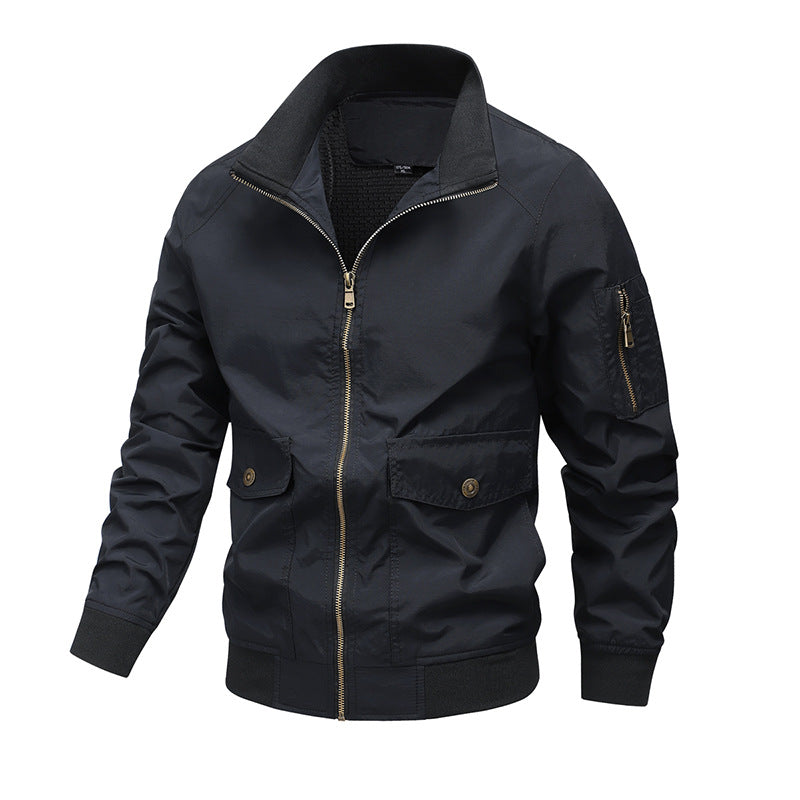 Herren Leichte Utility-Bomberjacke mit Ärmeltasche und Netzfutter Shop Nory
