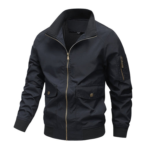 Herren Leichte Utility-Bomberjacke mit Ärmeltasche und Netzfutter Shop Nory