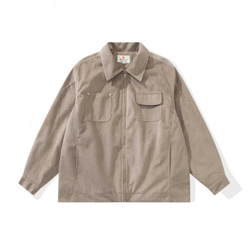 Unisex Kastenförmige Overshirt‑Jacke aus feiner Cordstruktur mit Brusttaschen und verdecktem Reißverschluss Shop Nory