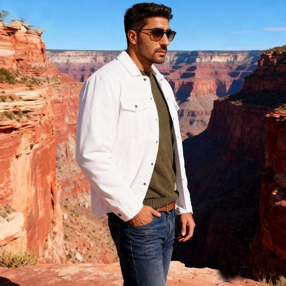 Herren Kordhemdjacke im Westernstil mit aufgesetzten Brusttaschen Shop Nory