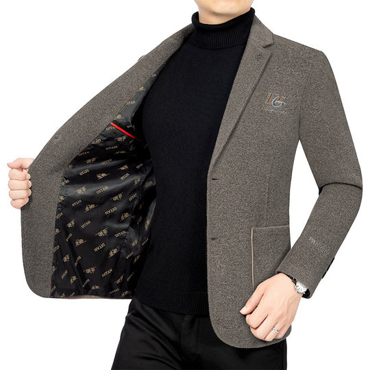 Herren Tweed-Blend Sakko mit Struktur, aufgesetzten Taschen und gemustertem Innenfutter Shop Nory