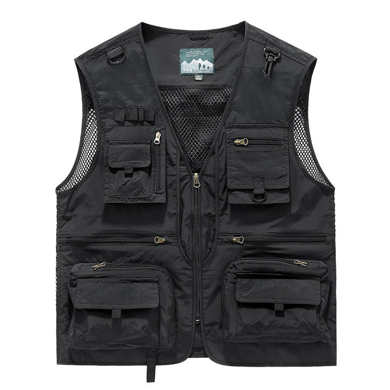 Herren Utility-Weste mit Multifachtaschen, Mesh-Belüftung und Reißverschluss Shop Nory