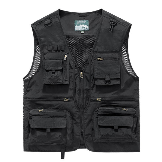 Herren Utility-Weste mit Multifachtaschen, Mesh-Belüftung und Reißverschluss Shop Nory