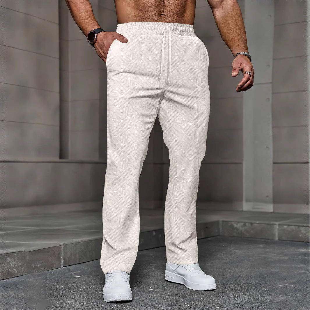 Herren nan strukturierte Relax-Jogginghose mit geometrischem Jacquard, elastischem Tunnelzug und geradem Bein Shop Nory