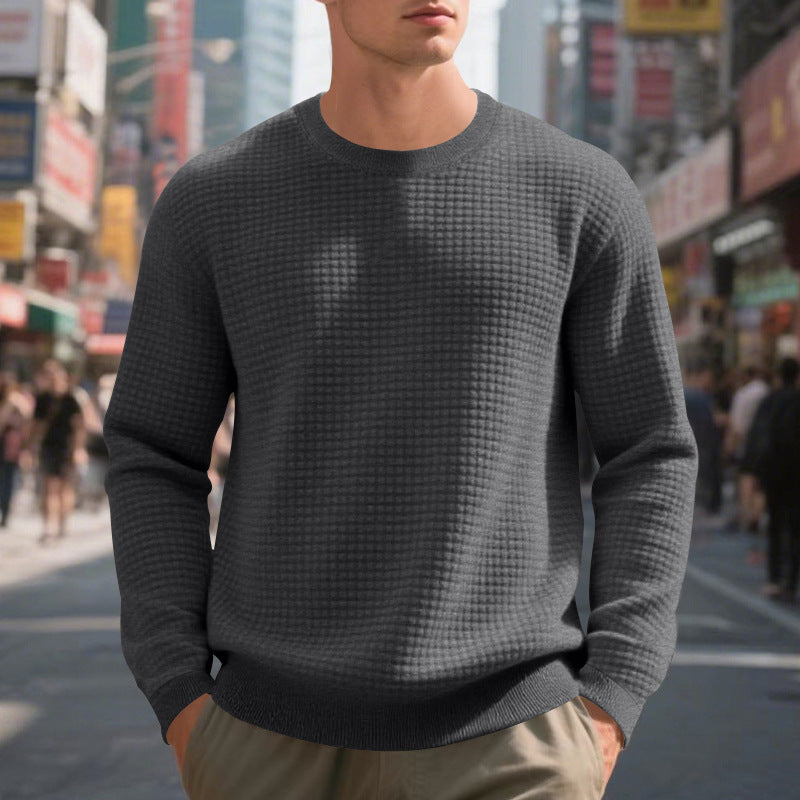 Herren nan Feinstrukturierter Strickpullover mit Waffelstruktur und Rundhalsausschnitt Shop Nory