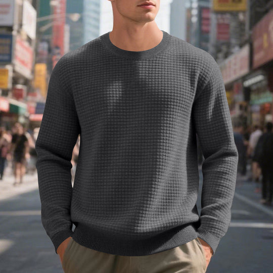 Herren nan Feinstrukturierter Strickpullover mit Waffelstruktur und Rundhalsausschnitt Shop Nory