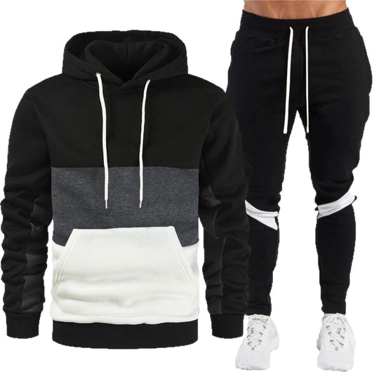 Herren nan sportives Hoodie- und Jogginghose-Set mit Kontrastblenden, Kängurutasche, elastischem Bund und schmal zulaufendem Bein Shop Nory