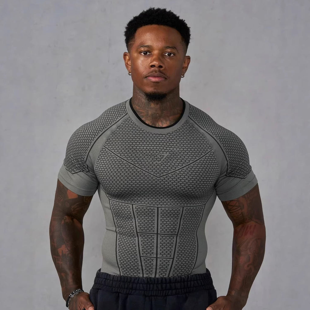 Herren nan muskelmodellierendes Funktionsshirt mit 3D-Struktur und gezielten Kompressionszonen Shopnory