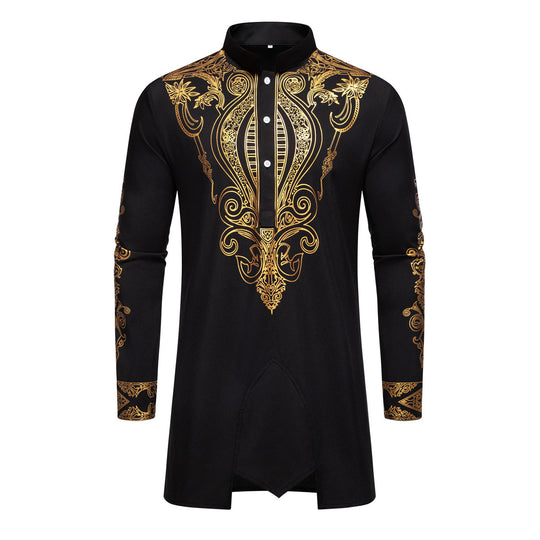 Herren Tunika Anzug mit Stehkragen und ornamentaler Goldapplikation Shop Nory