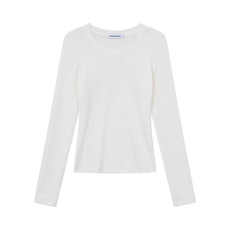 Damen Langarmshirt mit V-Ausschnitt und tailliertem Slim-Fit Shop Nory