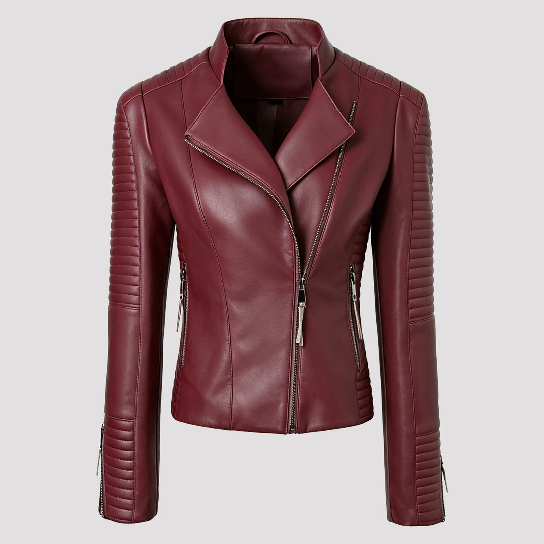 Damen Schmal geschnittene Bikerjacke mit gesteppter Ärmel- und Schulterpartie Shop Nory