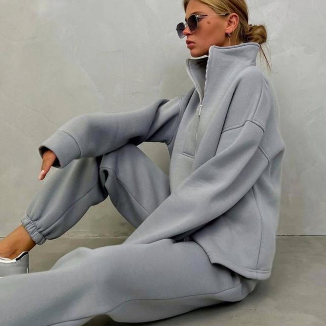 Damen Oversize-Halbzip-Lounge-Set aus schwerem French-Terry mit hohem Stehkragen Shop Nory