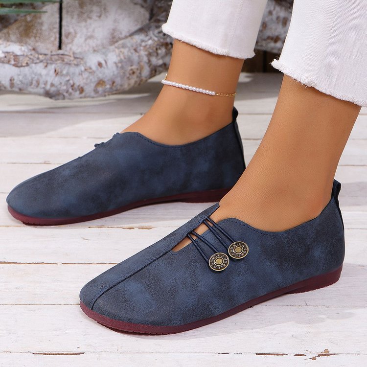 Damen komfortable Slipper mit modischen Knopfdetails