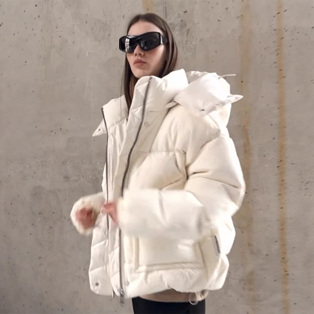Damen Oversize Wattierte Pufferjacke mit extra hohem Stehkragen, zweifachem Frontreißverschluss und kastiger Silhouette Shop Nory