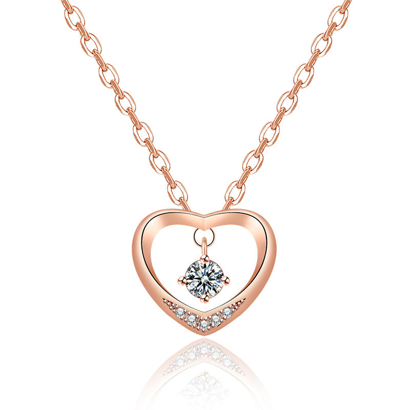 Damen Halskette mit herzförmigem Anhänger und funkelndem Zirkonia-Shop Nory