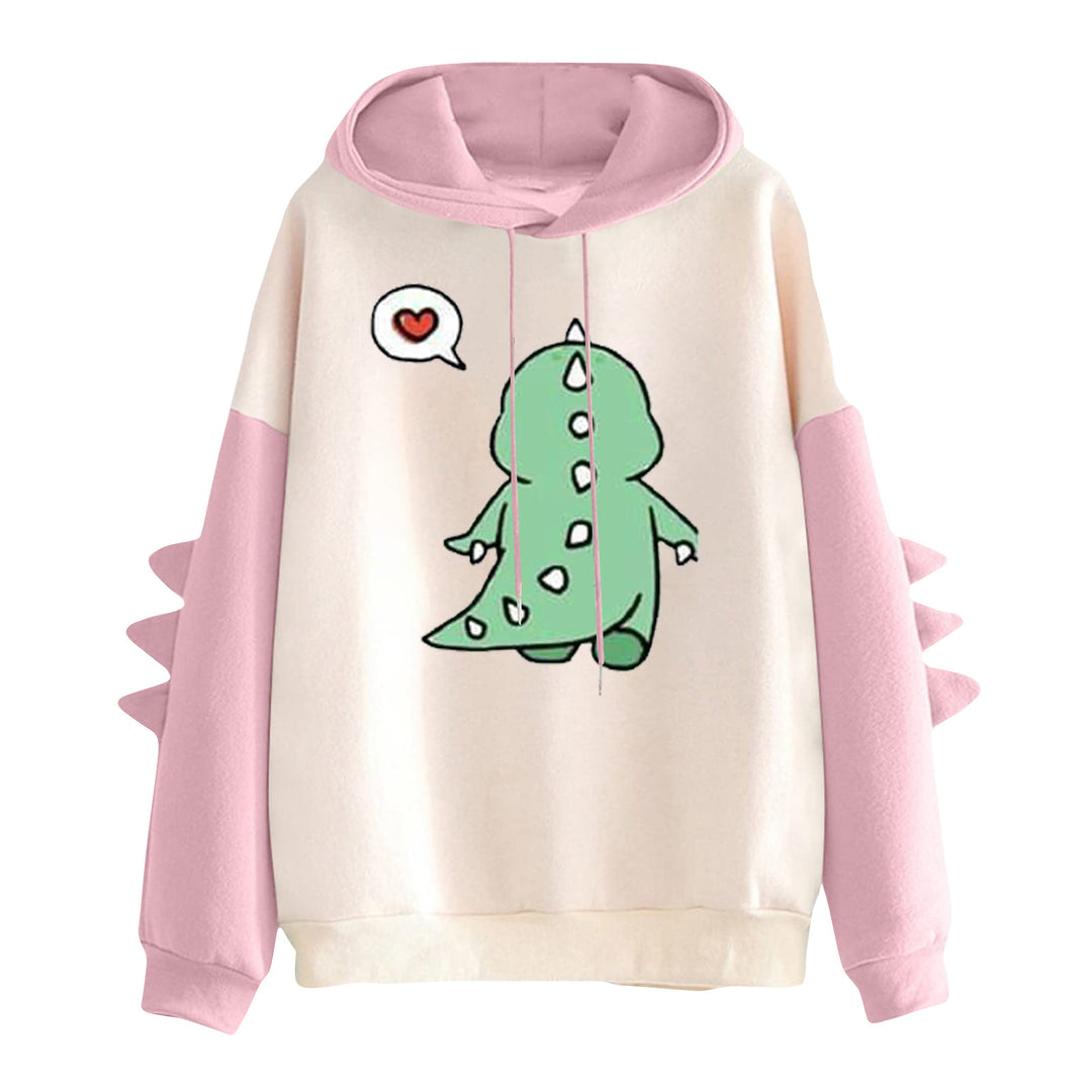 Damen nan Kapuzenpullover mit niedlichem Dinosaurier-Print und dreidimensionalen Ärmeldetails Shop Nory