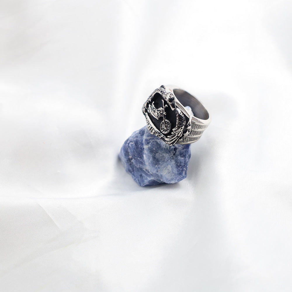 Herren detailreicher Motorrad-Ring Shop Nory