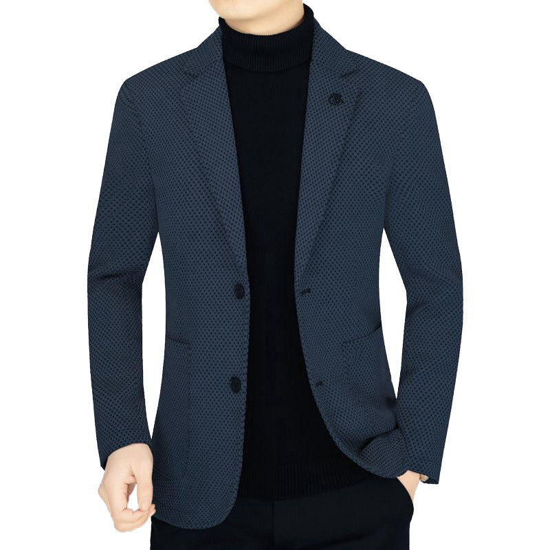 Herren Unstrukturiertes Slim-Fit ReisShop Norylazer aus strukturierter Strickoptik mit aufgesetzten Taschen Shop Nory