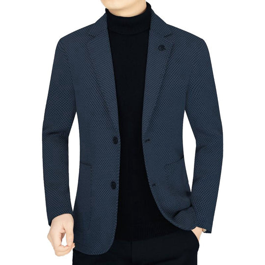Herren Unstrukturiertes Slim-Fit ReisShop Norylazer aus strukturierter Strickoptik mit aufgesetzten Taschen Shop Nory