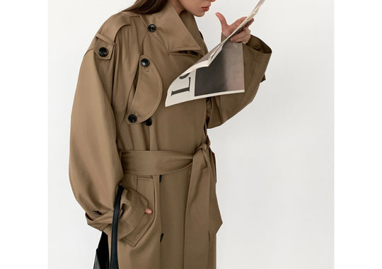 Damen modischer Trenchcoat mit doppelter Knopfleiste Shop Nory