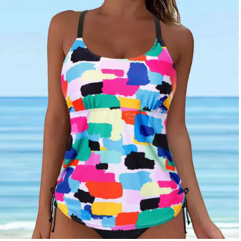 Damen lässiges Tankini-Oberteil mit Schnürung