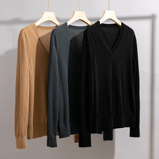 Herren Feiner V‑Ausschnitt-Pullover aus Merinomischung mit leichtem Strukturstrick Shop Nory