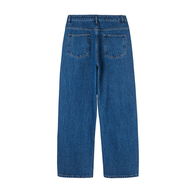 Damen Weite Denim-Jeans mit hoher Taille, geradem Bein und Fünf-Taschen-Design Shop Nory