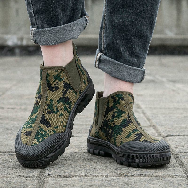 Damen robuste Gummistiefel mit rutschfester Sohle und camouflierte Oberfläche